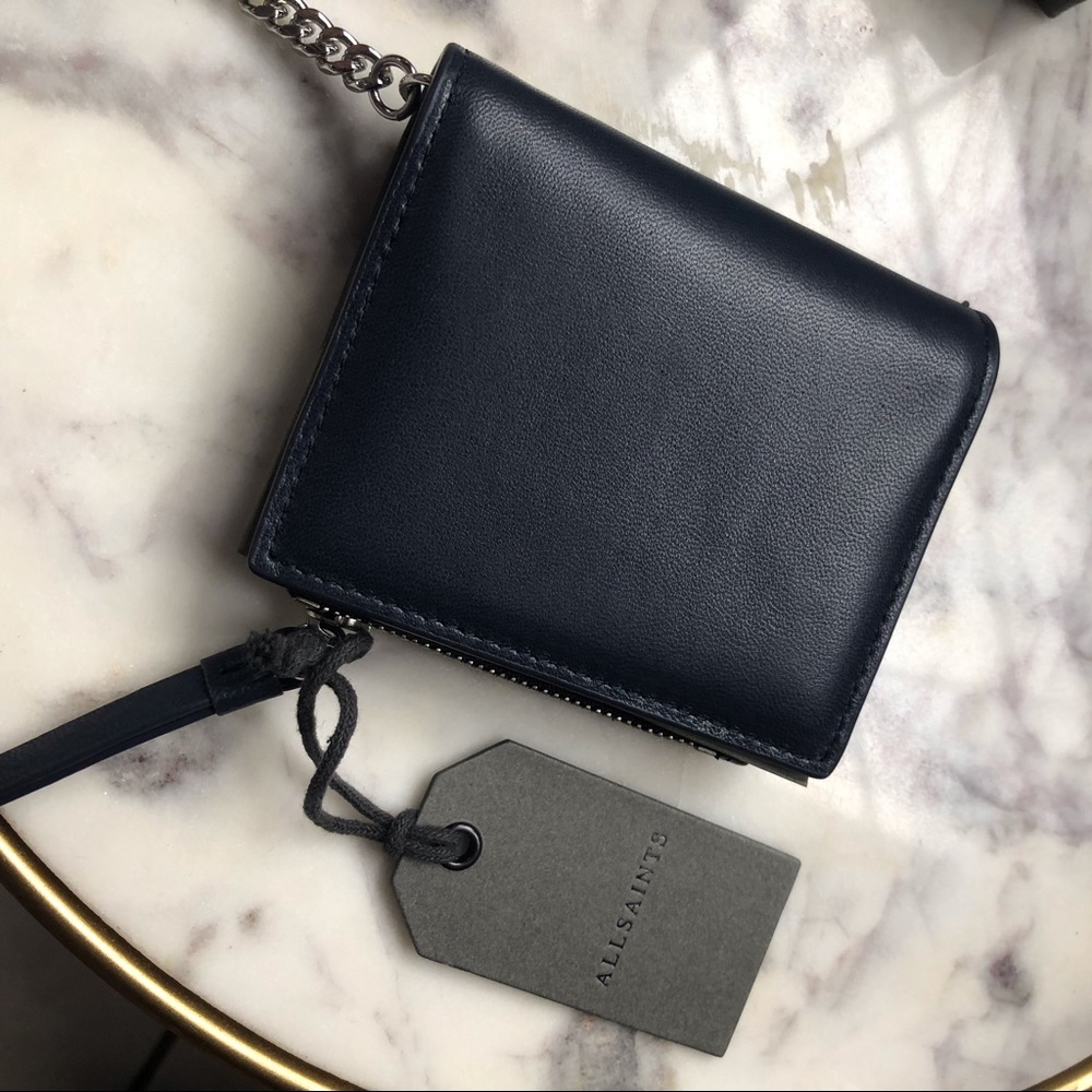 All Saints | Flora Navy Leather Wallet - Picture 7 of 8